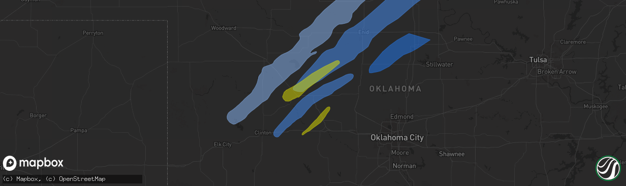 Hail map in Watonga, OK on October 30, 2024