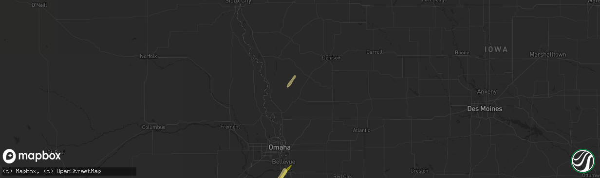 Hail map in Woodbine, IA on October 30, 2024