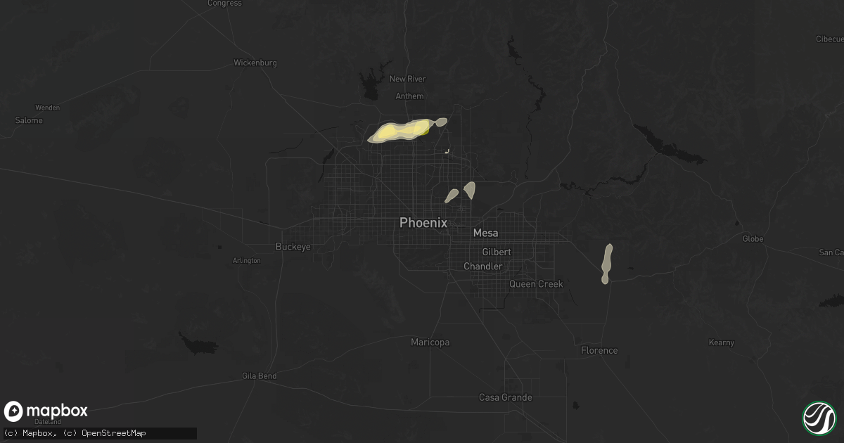 Hail map in Phoenix, AZ on October 30, 2026