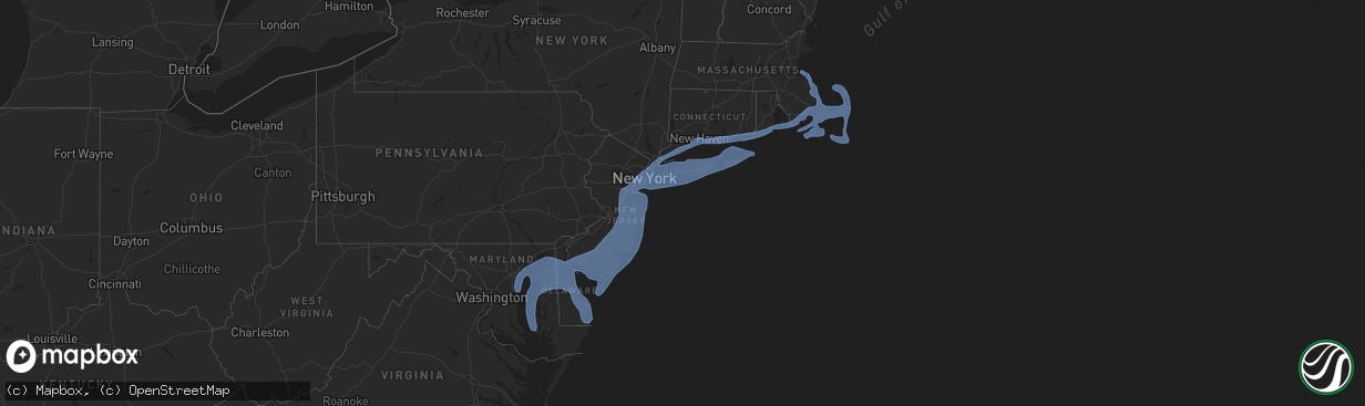 Hail map in Connecticut on October 31, 2012