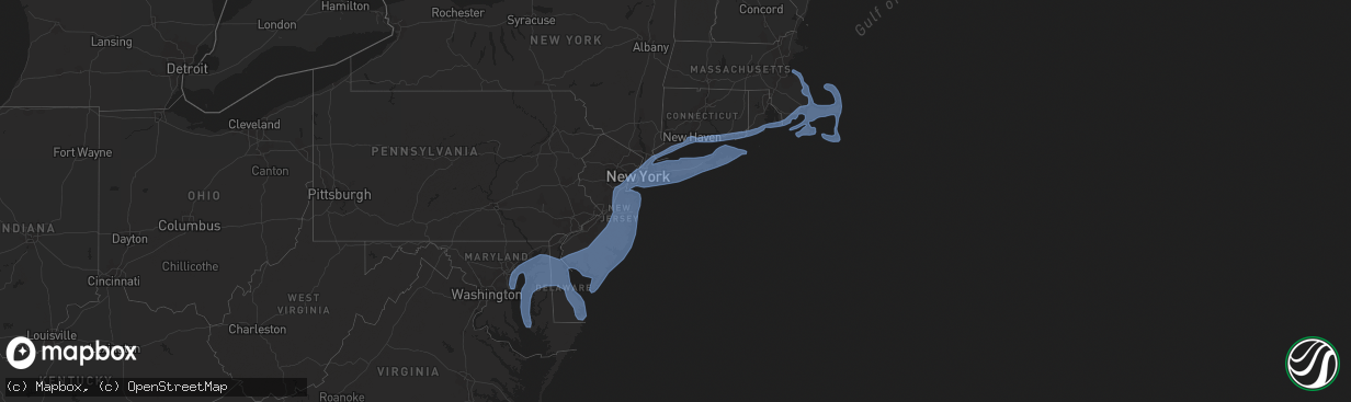 Hail map in Massachusetts on October 31, 2012