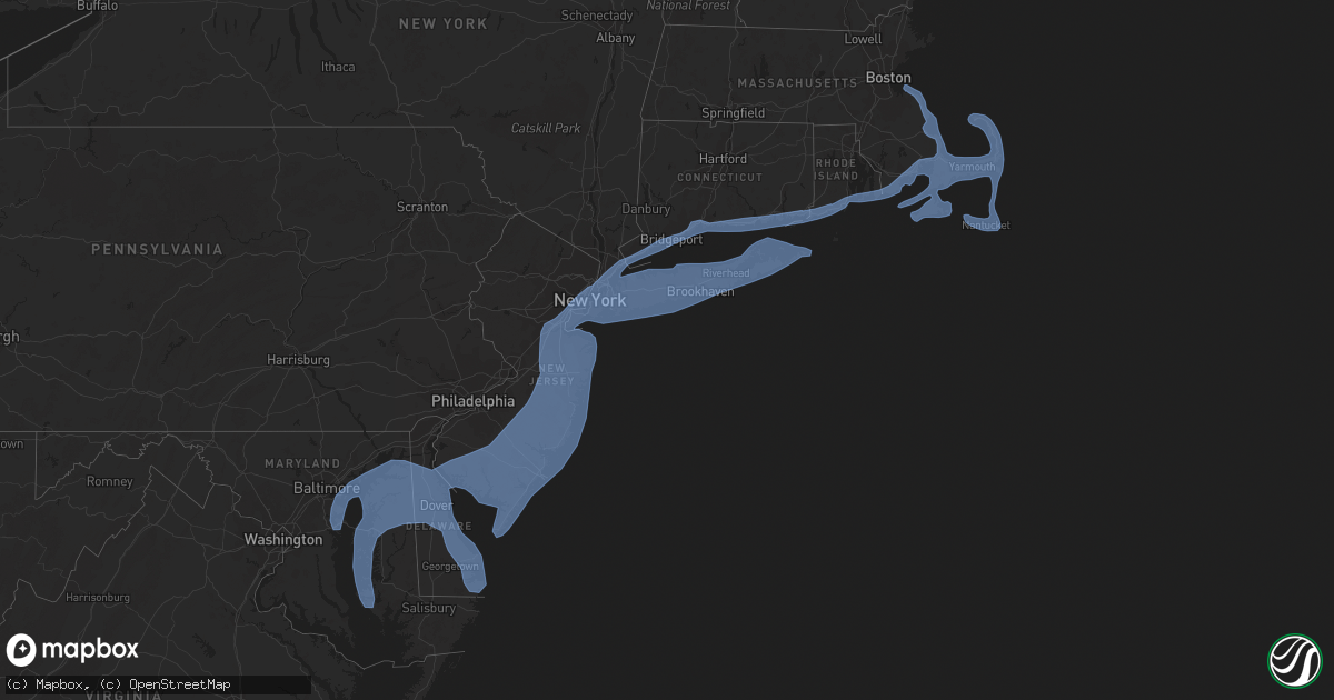 Hail map in New York on October 31, 2012