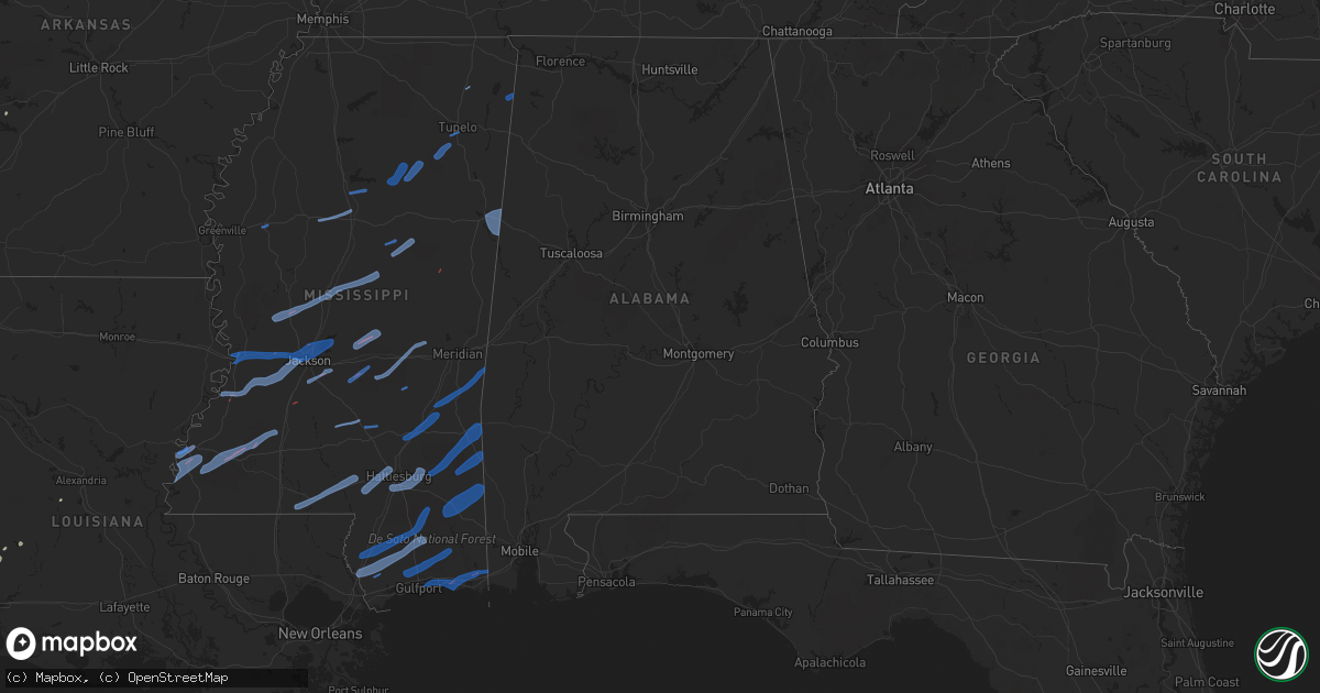 Hail map in Alabama on October 31, 2018