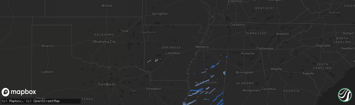 Hail map in Arkansas on October 31, 2018