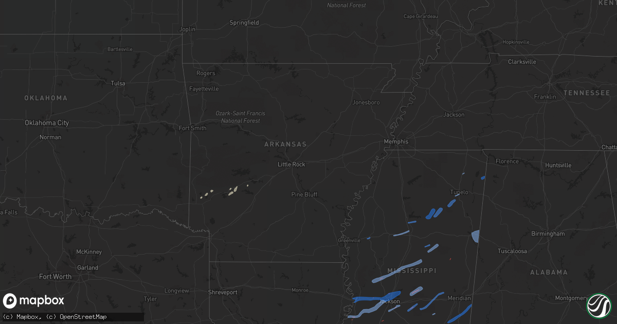 Hail map in Arkansas on October 31, 2018
