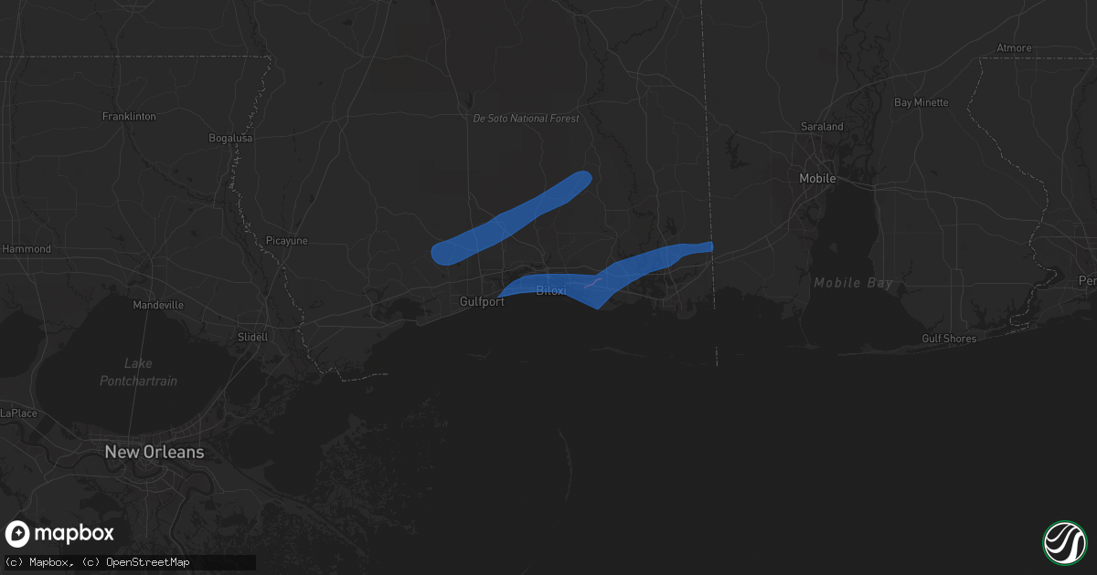Hail map in Biloxi, MS on October 31, 2018