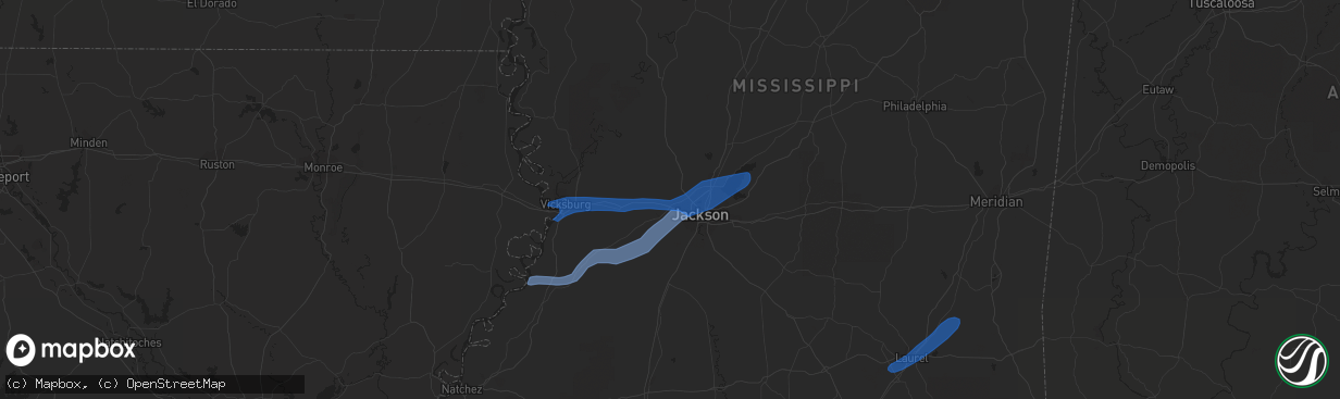 Hail map in Clinton, MS on October 31, 2018