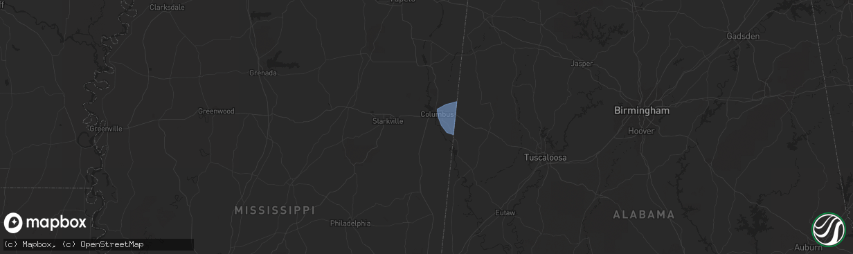 Hail map in Columbus, MS on October 31, 2018