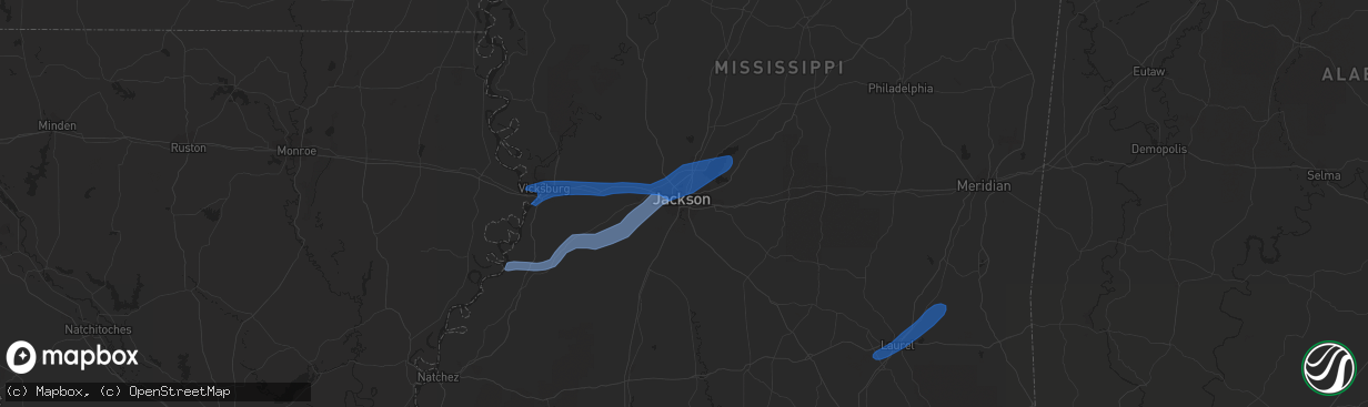 Hail map in Jackson, MS on October 31, 2018