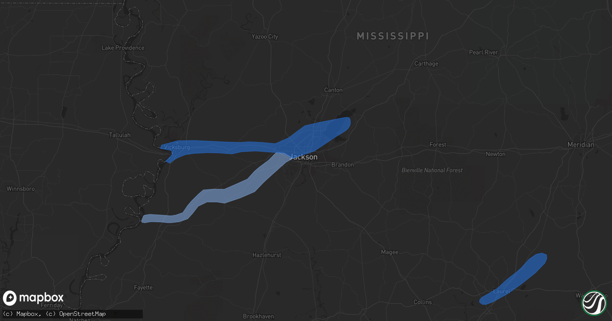 Hail map in Jackson, MS on October 31, 2018