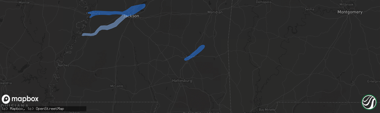 Hail map in Laurel, MS on October 31, 2018