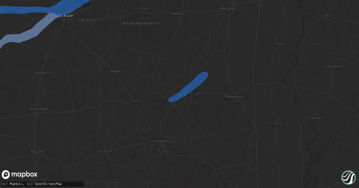 Hail map in Laurel, MS on October 31, 2018