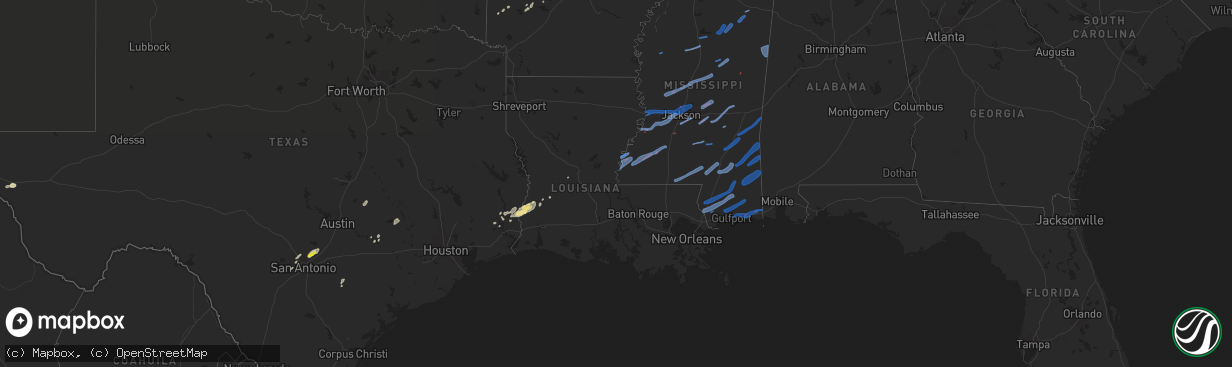 Hail map in Louisiana on October 31, 2018