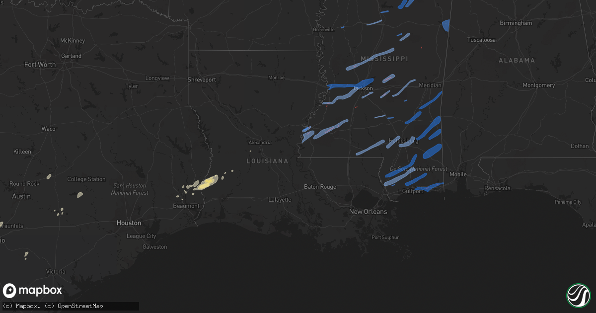 Hail map in Louisiana on October 31, 2018