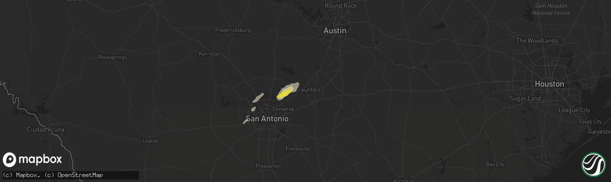 Hail map in New Braunfels, TX on October 31, 2018