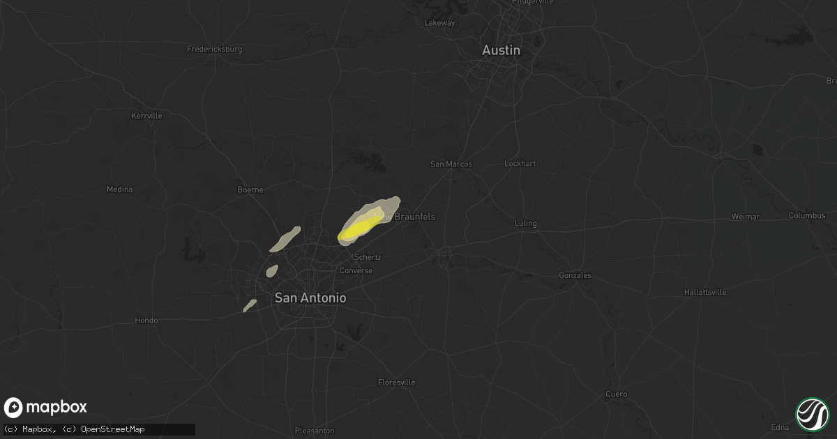Hail map in New Braunfels, TX on October 31, 2018