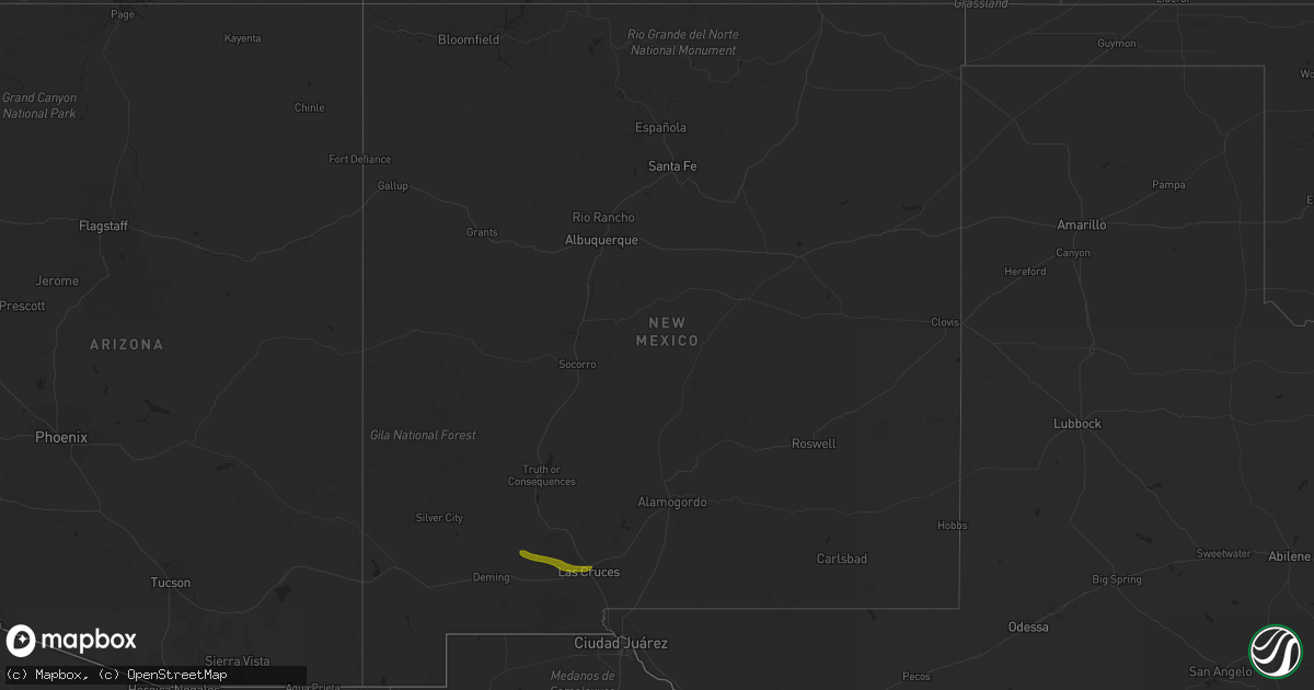 Hail map in New Mexico on October 31, 2018