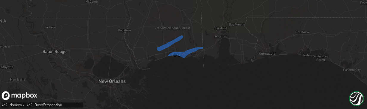 Hail map in Ocean Springs, MS on October 31, 2018