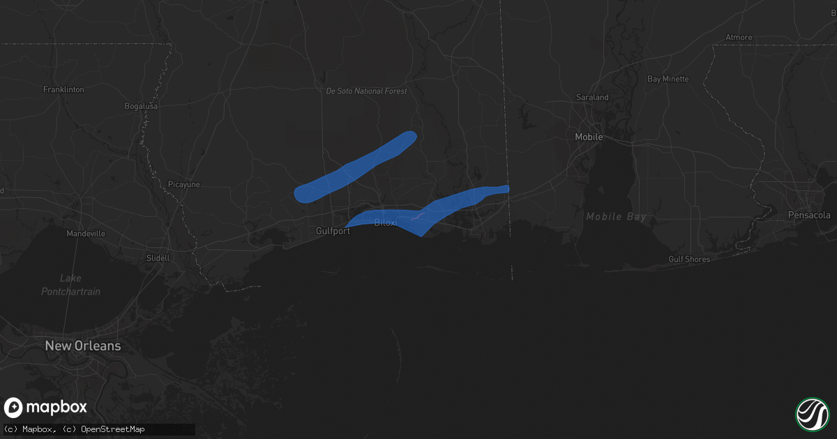 Hail map in Ocean Springs, MS on October 31, 2018