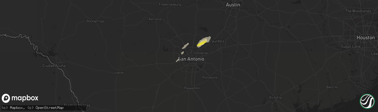 Hail map in San Antonio, TX on October 31, 2018