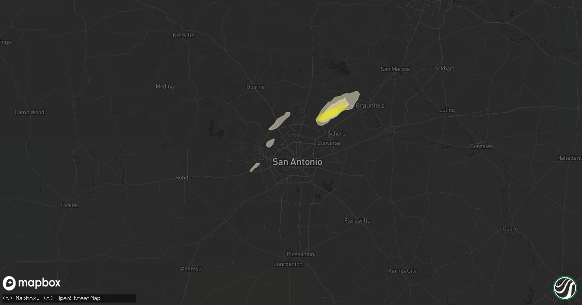 Hail map in San Antonio, TX on October 31, 2018