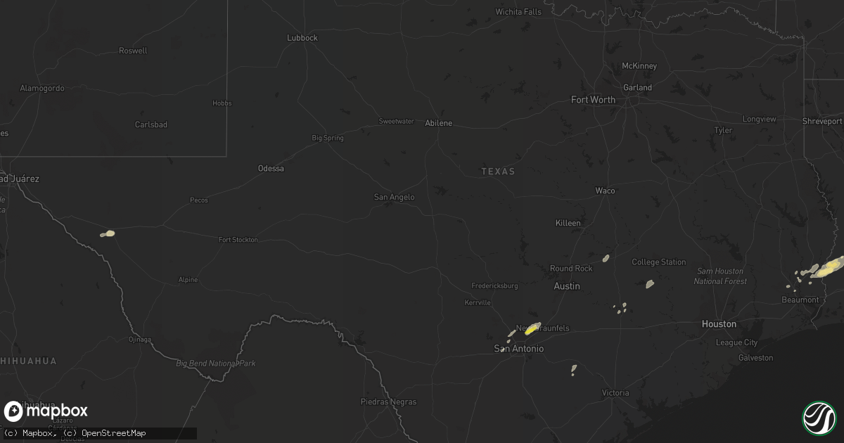 Hail map in Texas on October 31, 2018