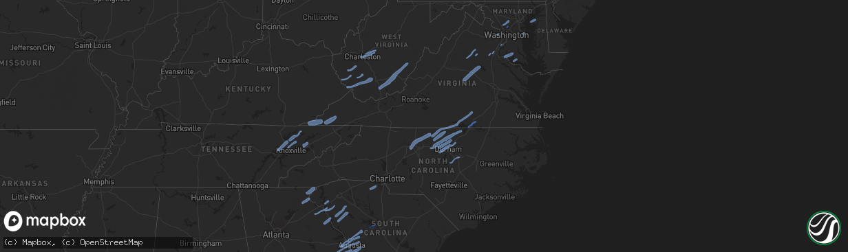 Hail map in Tennessee on October 31, 2019