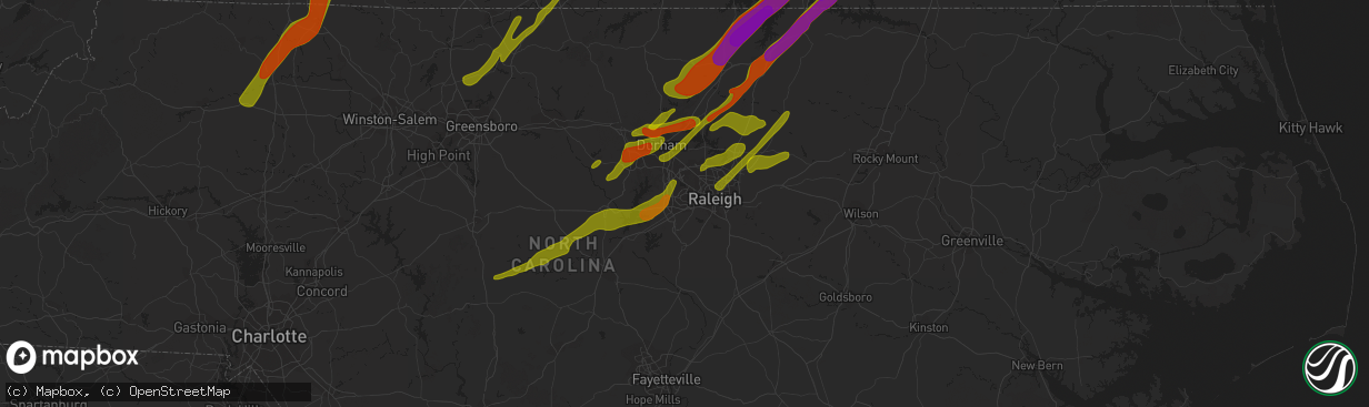 Hail map in Cary, NC on November 1, 2011