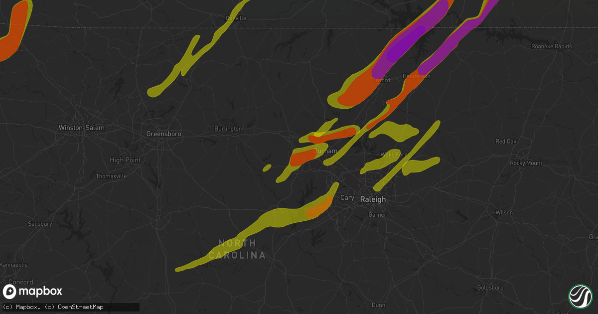 Hail map in Chapel Hill, NC on November 1, 2011