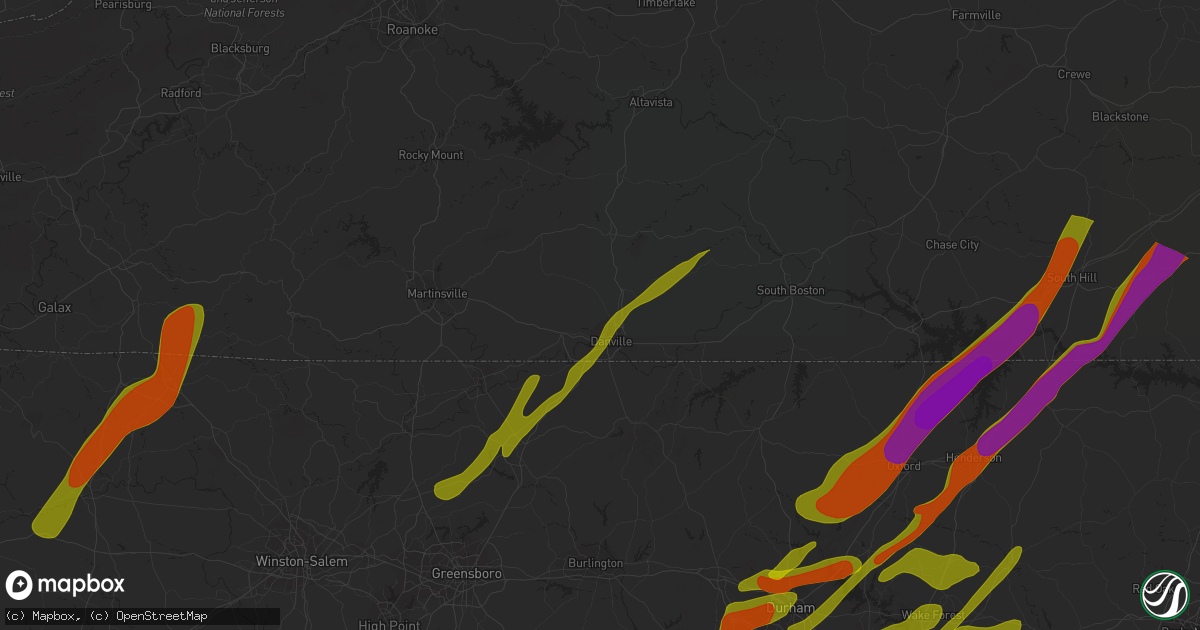 Hail map in Danville, VA on November 1, 2011