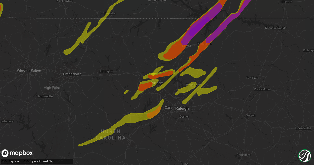 Hail map in Durham, NC on November 1, 2011