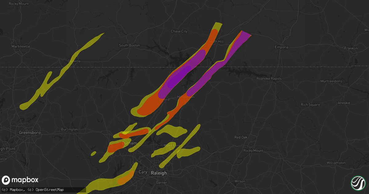 Hail map in Henderson, NC on November 1, 2011