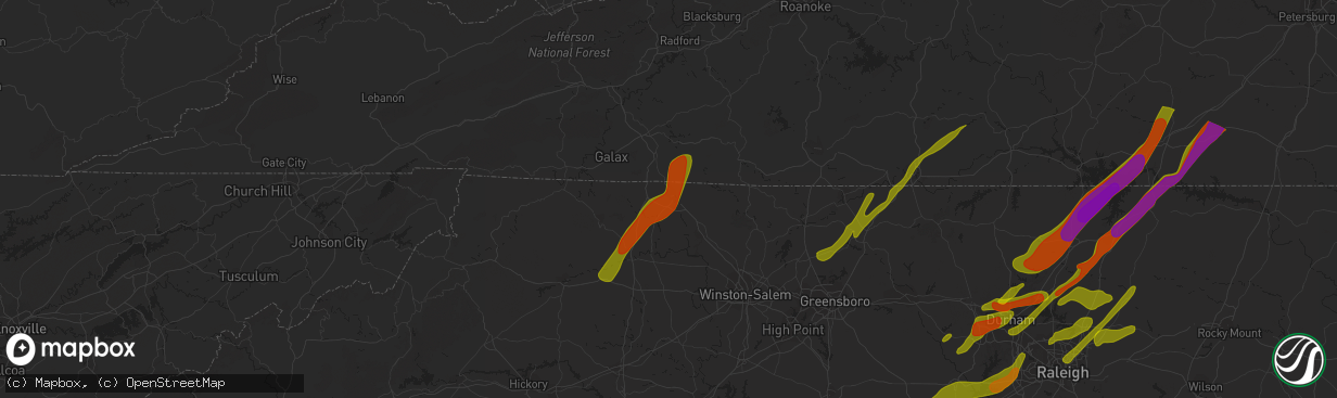 Hail map in Mount Airy, NC on November 1, 2011
