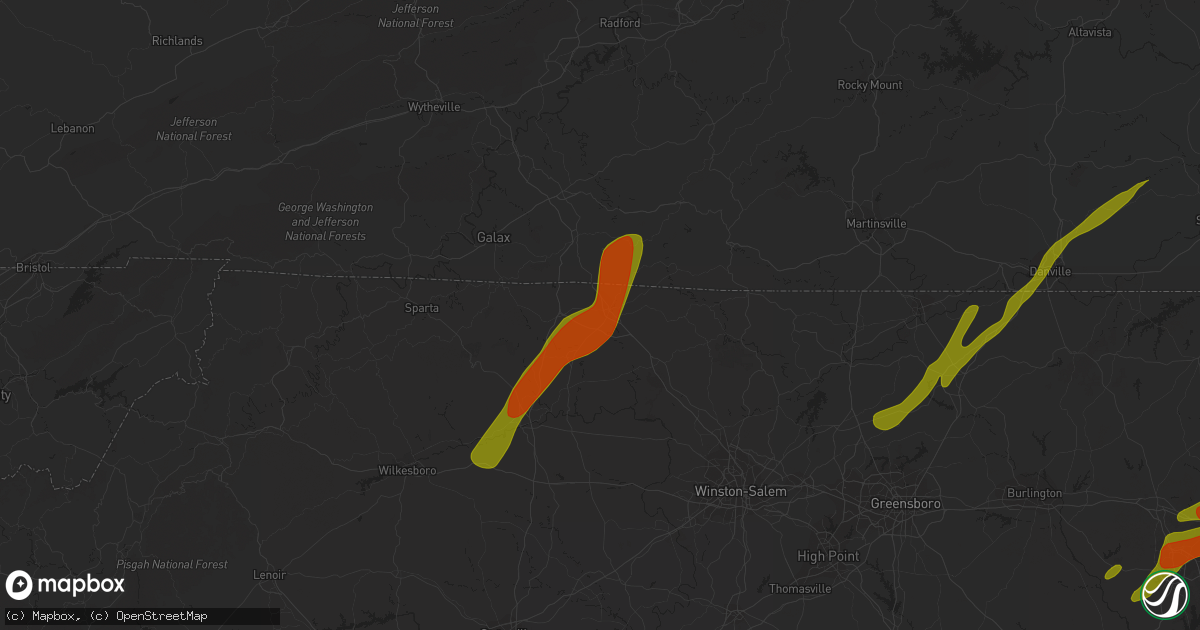 Hail map in Mount Airy, NC on November 1, 2011