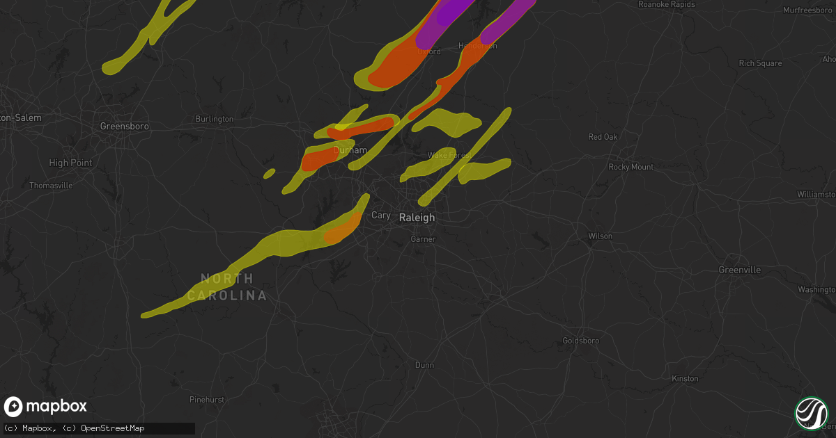 Hail map in Raleigh, NC on November 1, 2011