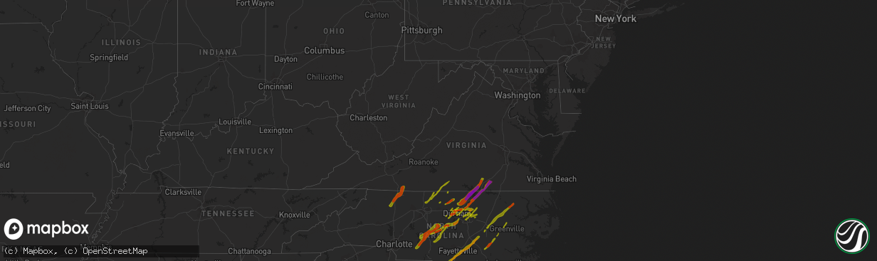 Hail map in Virginia on November 1, 2011