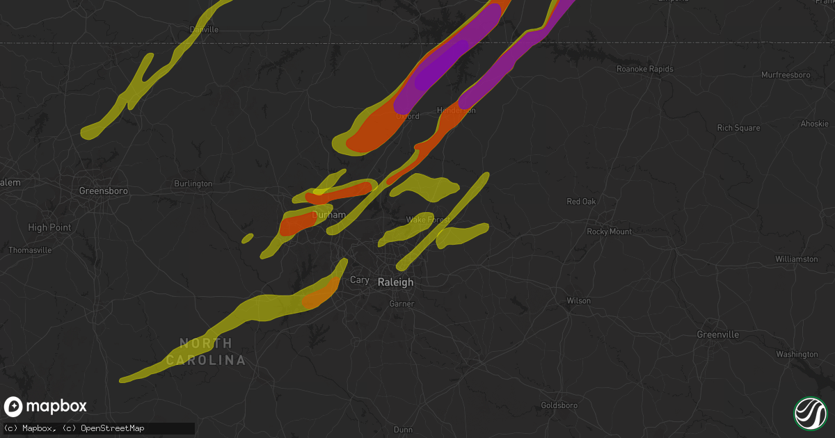 Hail map in Wake Forest, NC on November 1, 2011