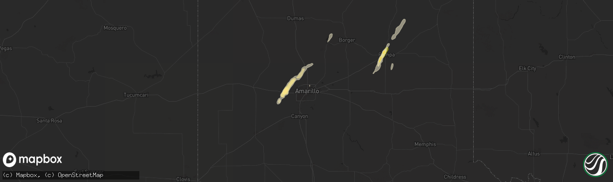 Hail map in Amarillo, TX on November 1, 2024