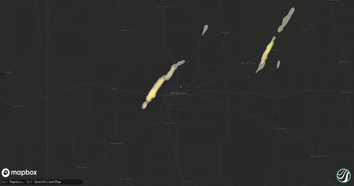 Hail map in Amarillo, TX on November 1, 2024