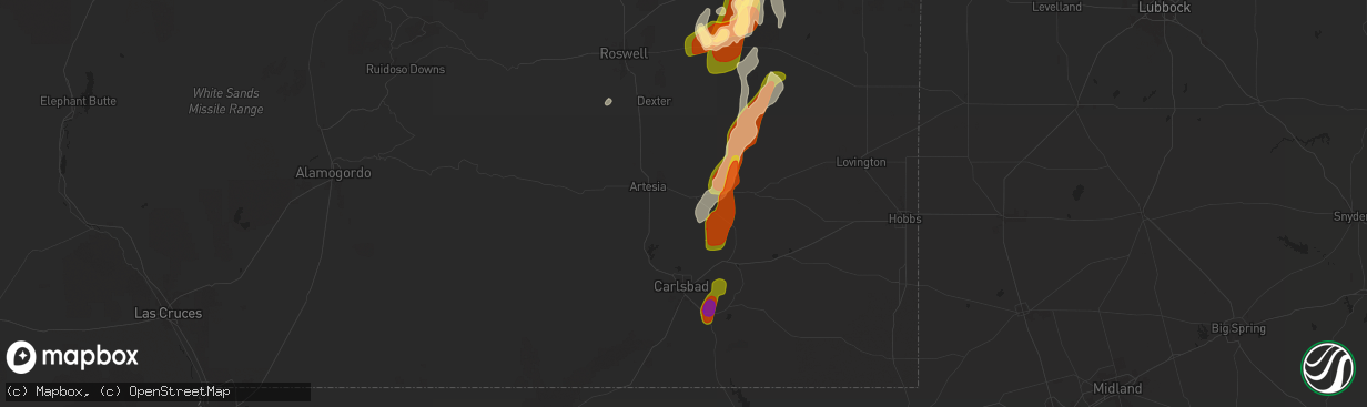 Hail map in Artesia, NM on November 1, 2024