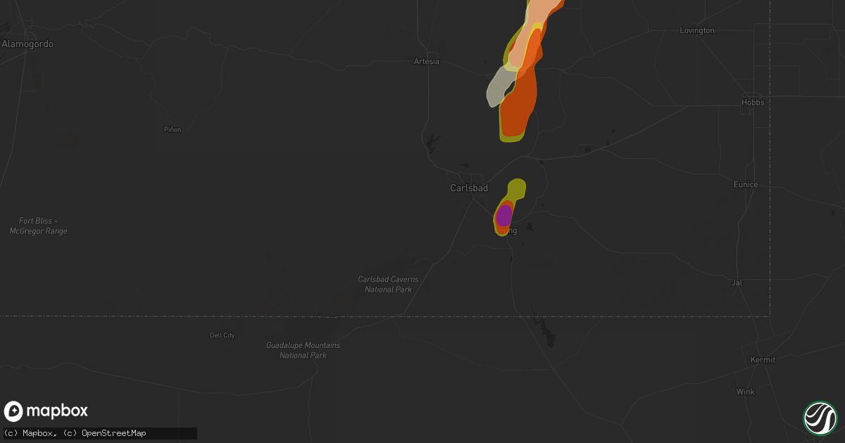 Hail map in Carlsbad, NM on November 1, 2024