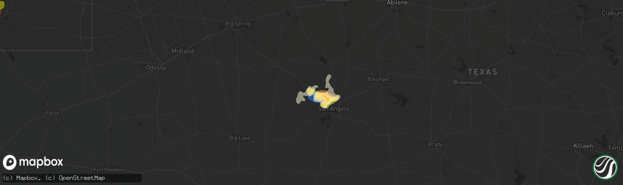 Hail map in Carlsbad, TX on November 1, 2024