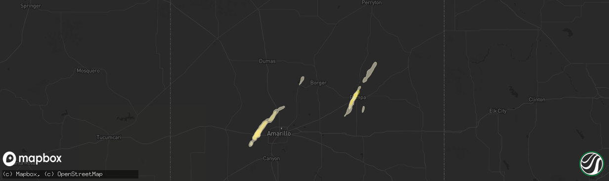 Hail map in Fritch, TX on November 1, 2024