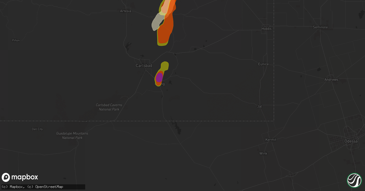 Hail map in Loving, NM on November 1, 2024