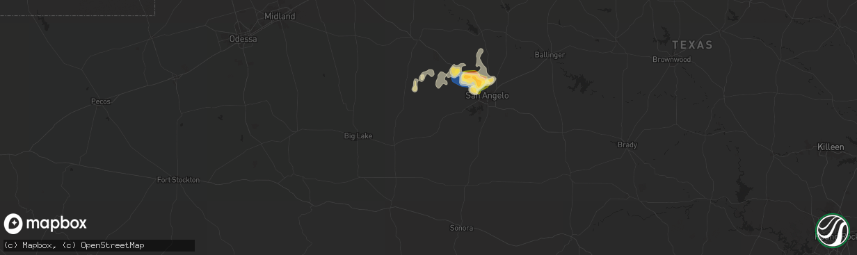 Hail map in Mertzon, TX on November 1, 2024