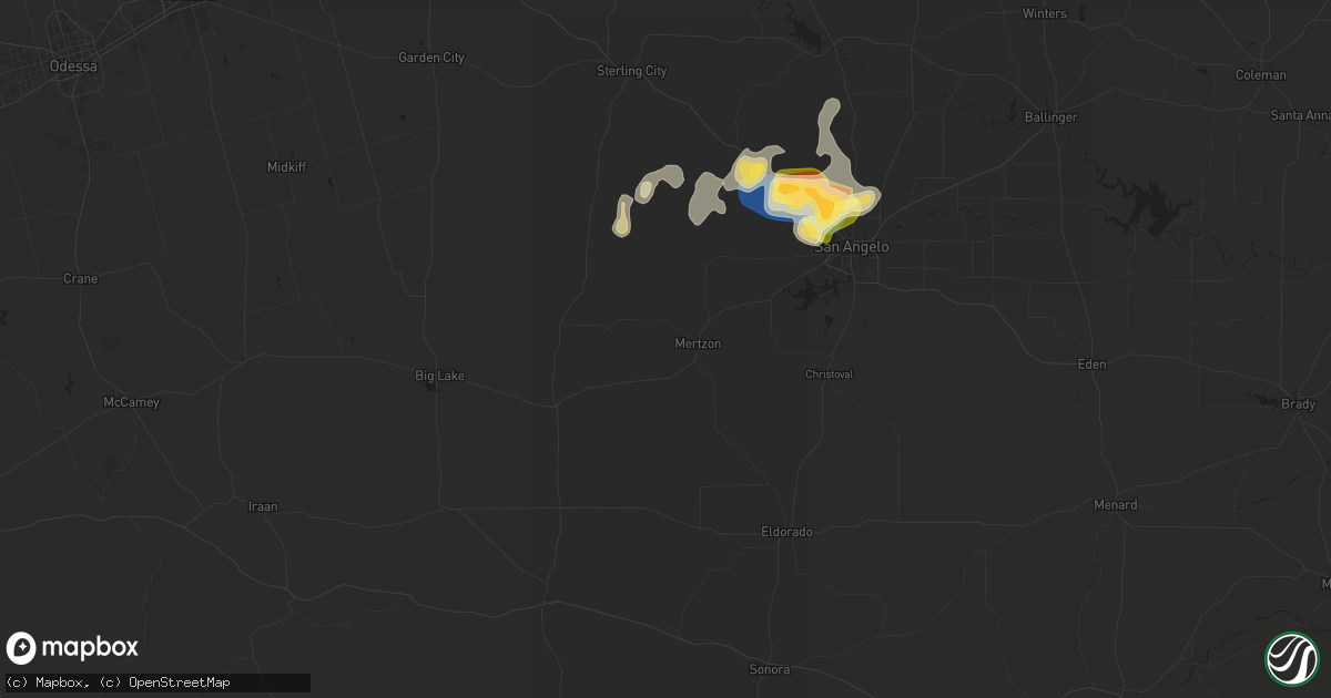 Hail map in Mertzon, TX on November 1, 2024
