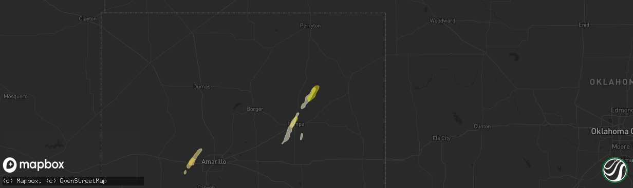 Hail map in Miami, TX on November 1, 2024