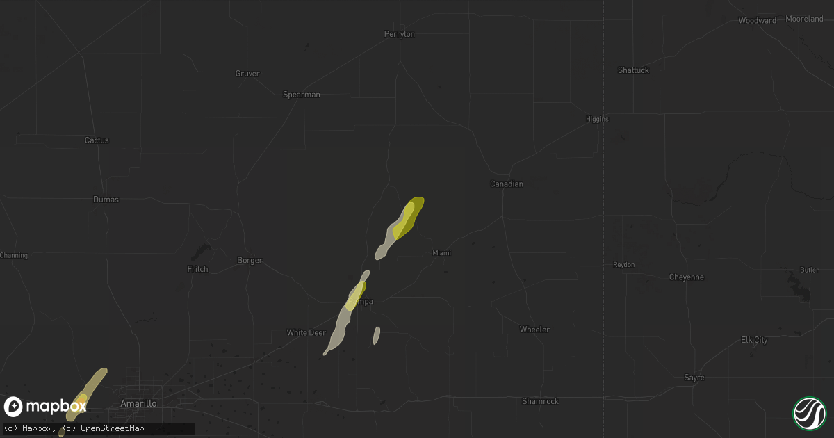 Hail map in Miami, TX on November 1, 2024