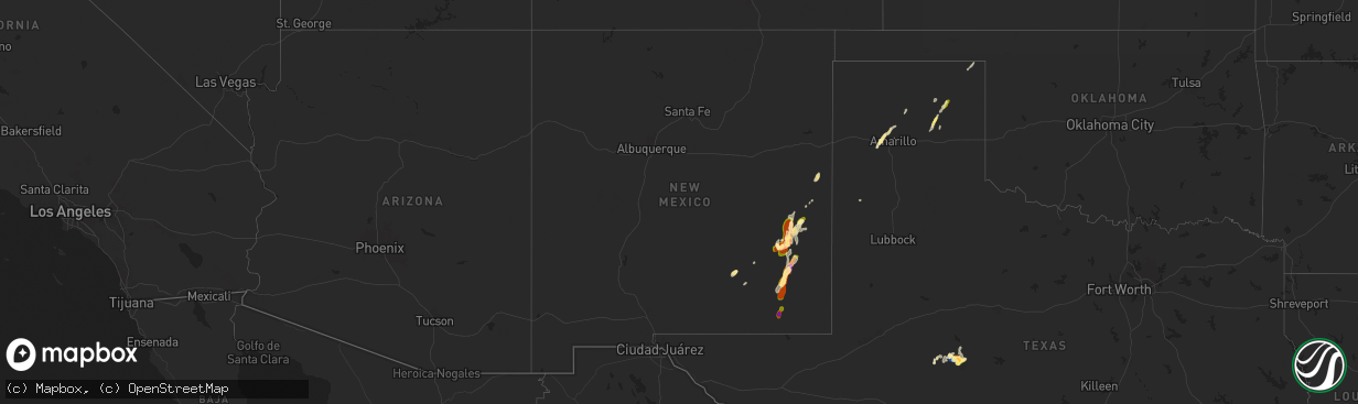 Hail map in New Mexico on November 1, 2024