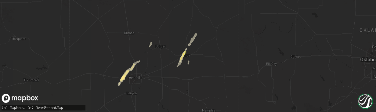 Hail map in Pampa, TX on November 1, 2024